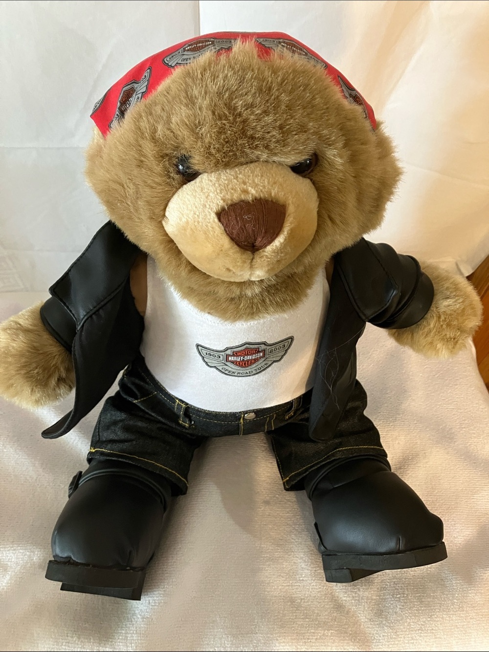 Harley Davidson Teddy Bear Biker Plush Open Road Tour 1903-2003 Collectible